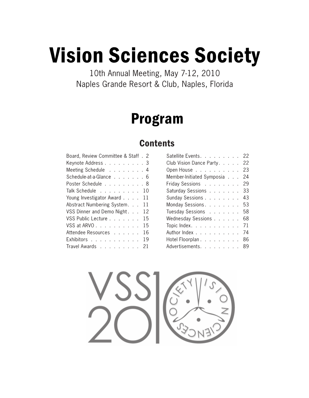 2010 Program Meeting Schedule