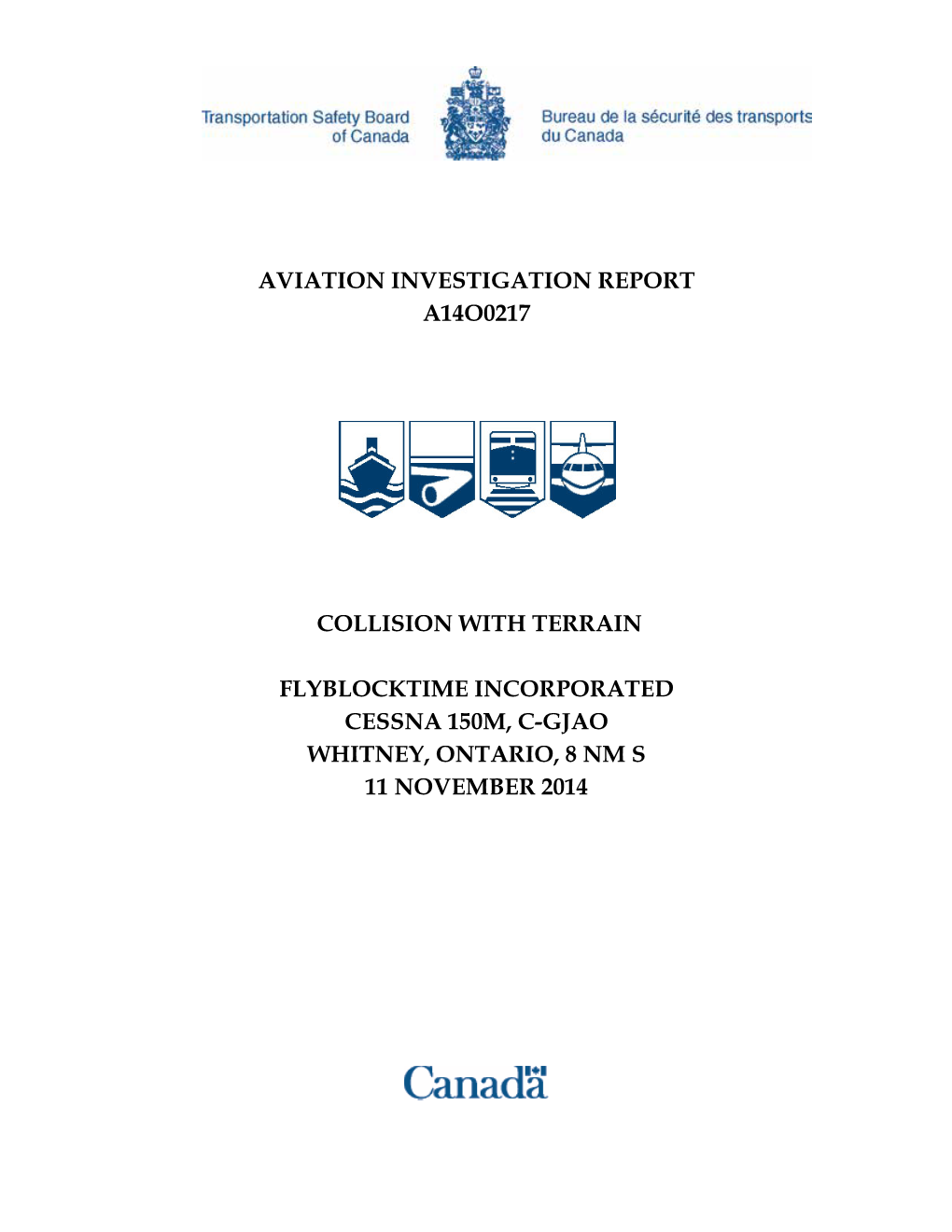 Aviation Investigation Report A14o0217