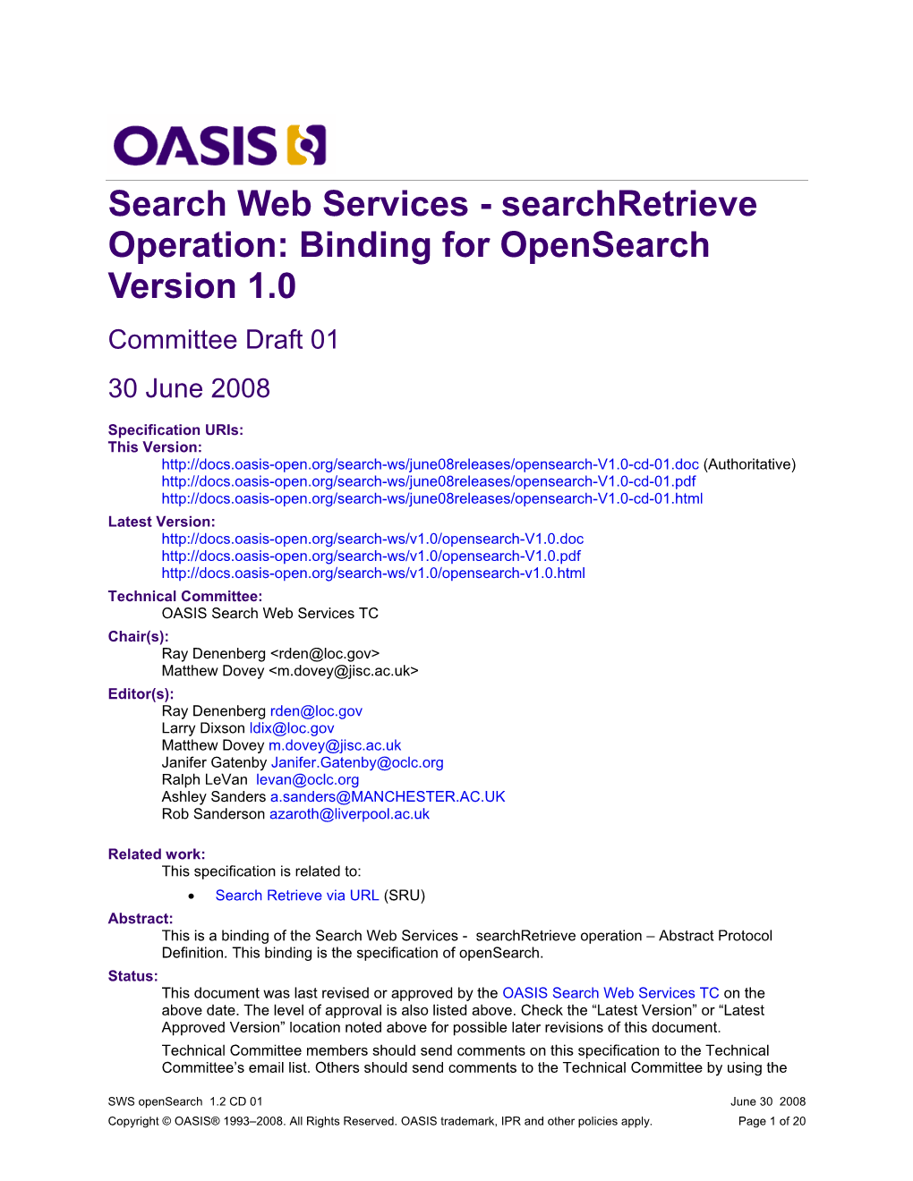 OASIS Specification Template