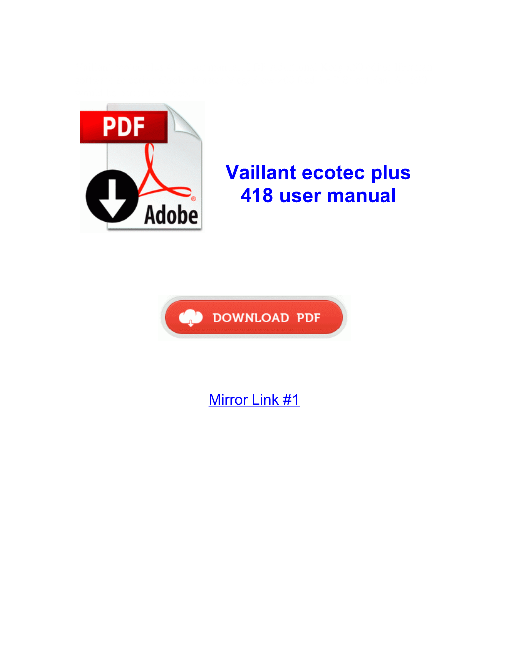 Vaillant Ecotec Plus 418 User Manual