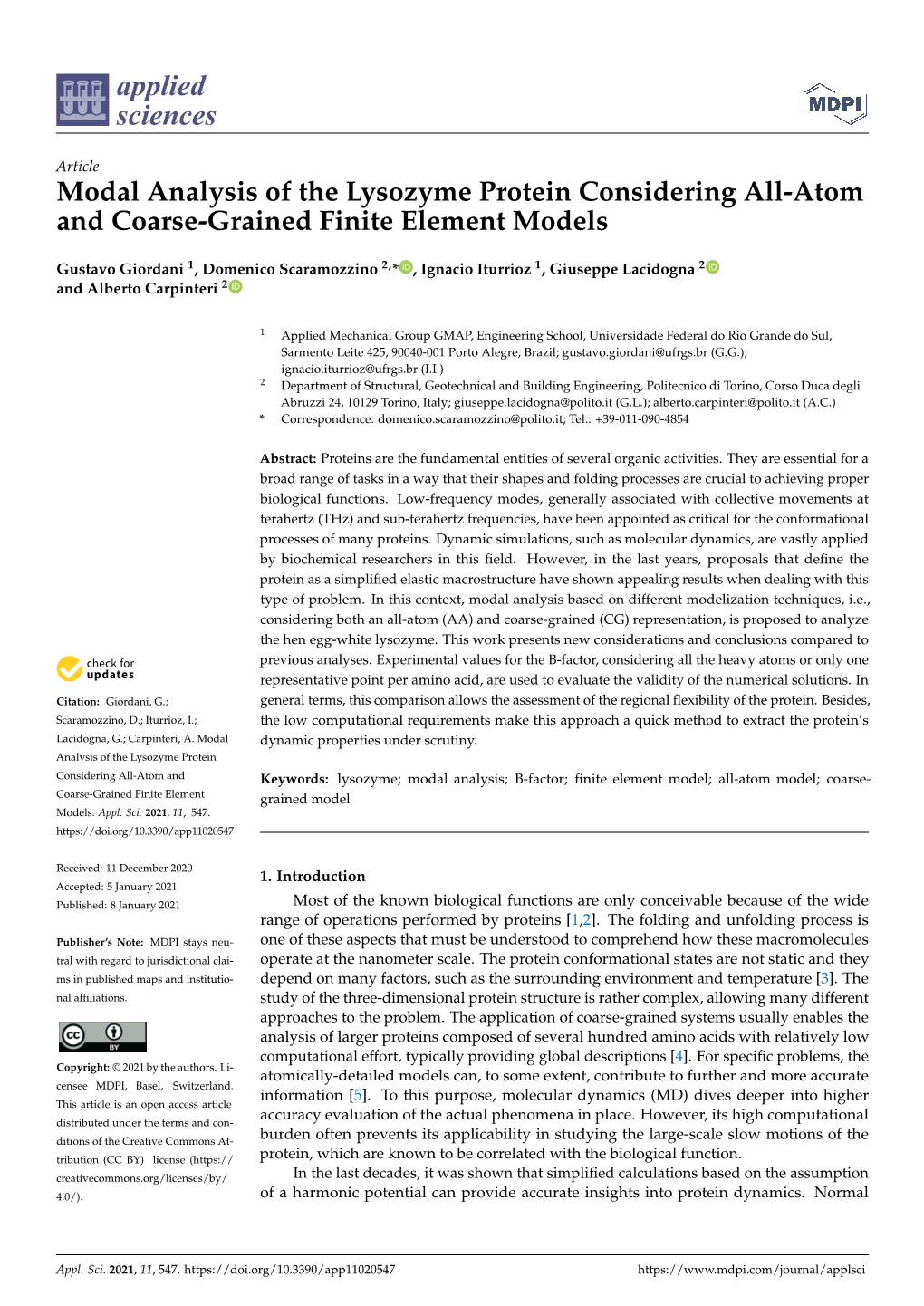 Modal Analysis of the Lysozyme Protein Considering All-Atom and Coarse-Grained Finite Element Models