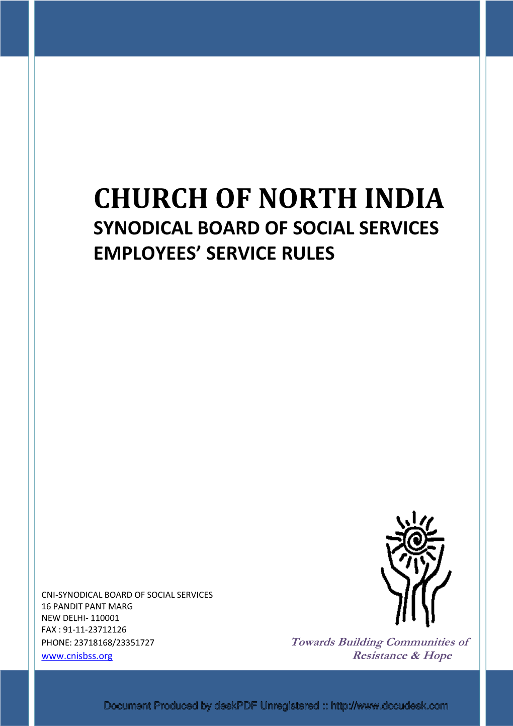 Church of North India Synodical Board of Social Services Employees’ Service Rules