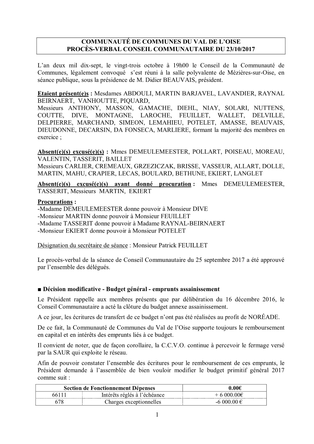 1 Communauté De Communes Du Val De L'oise Procès