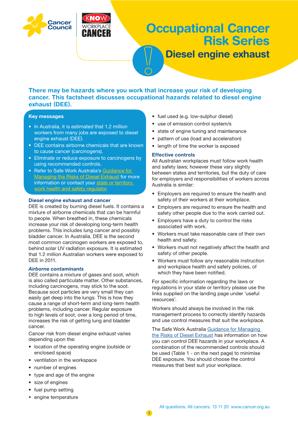 Occupational Cancer Risk Series Diesel Engine Exhaust