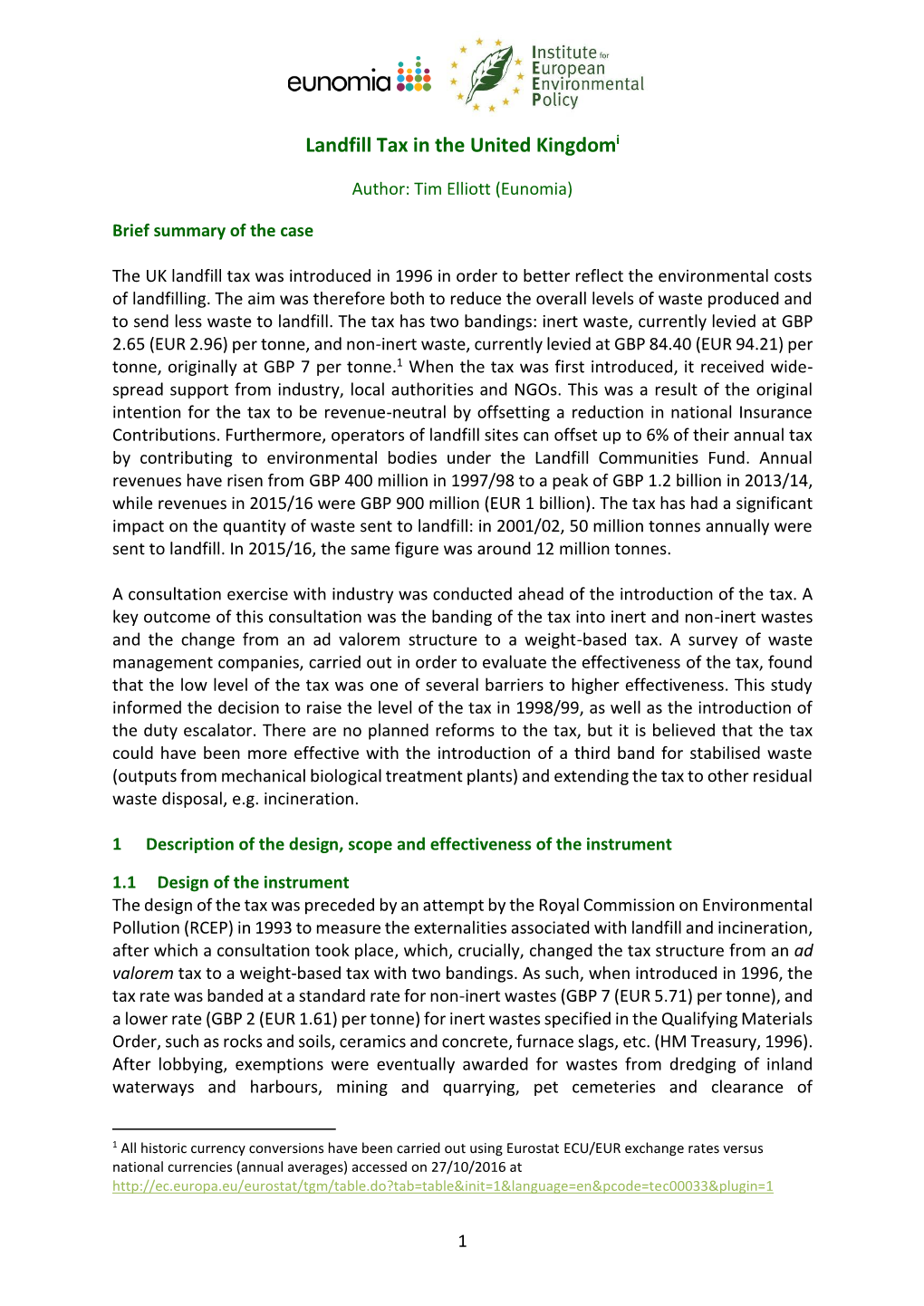 Landfill Tax in the UK: Barriers to Increased Effectiveness and Options for the Future