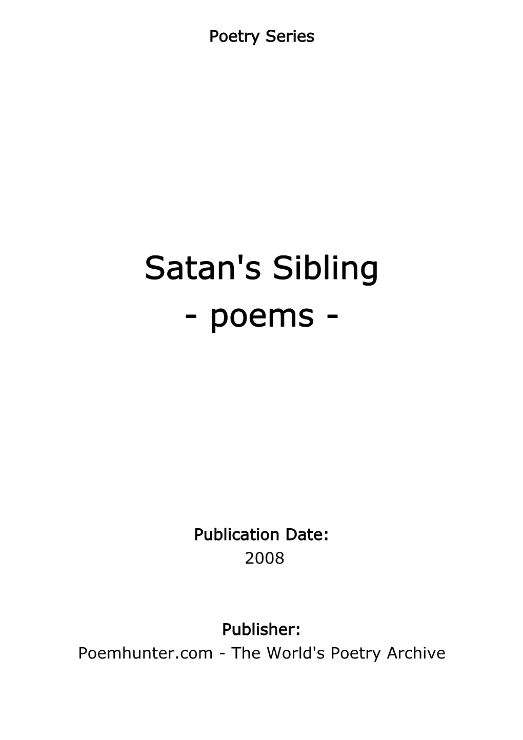 Satan's Sibling - Poems