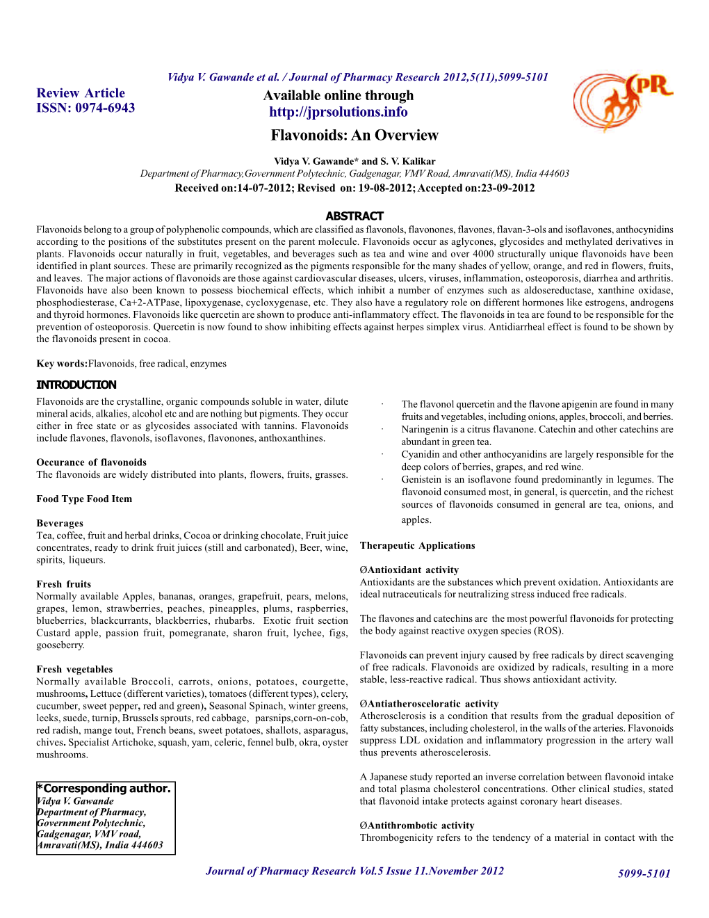 Flavonoids: an Overview