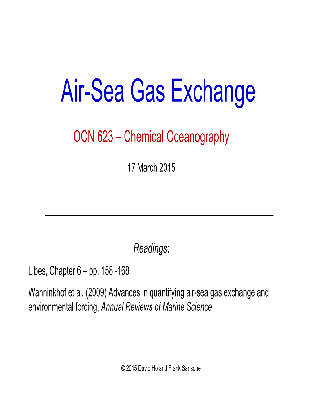 Air-Sea Gas Exchange