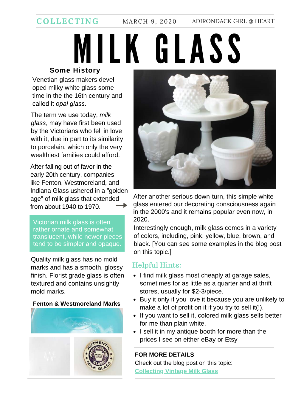 Collecting Vintage & Antique Milk Glass