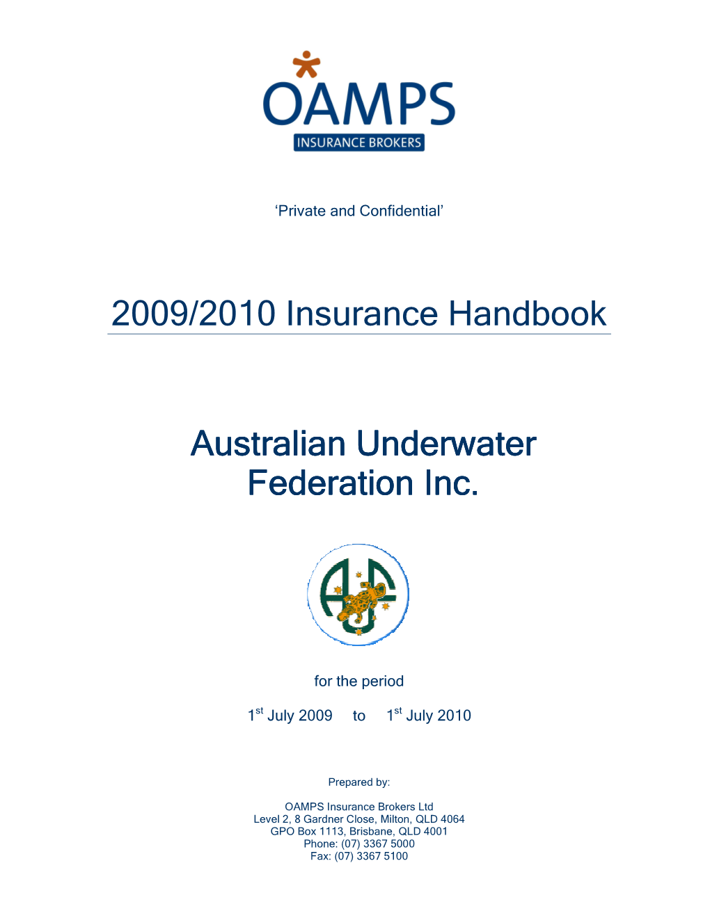 2009/2010 Insurance Handbook Australian Underwater Federation
