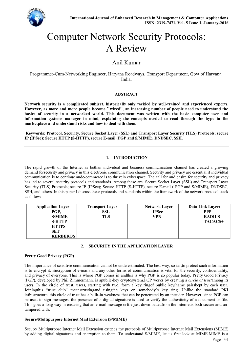 Computer Network Security Protocols: a Review