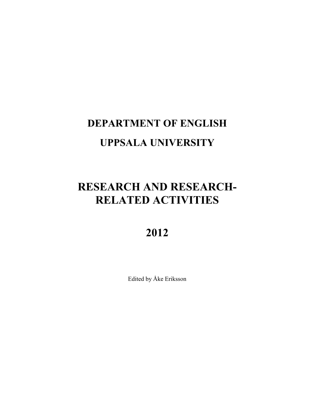 Research and Research- Related Activities 2012