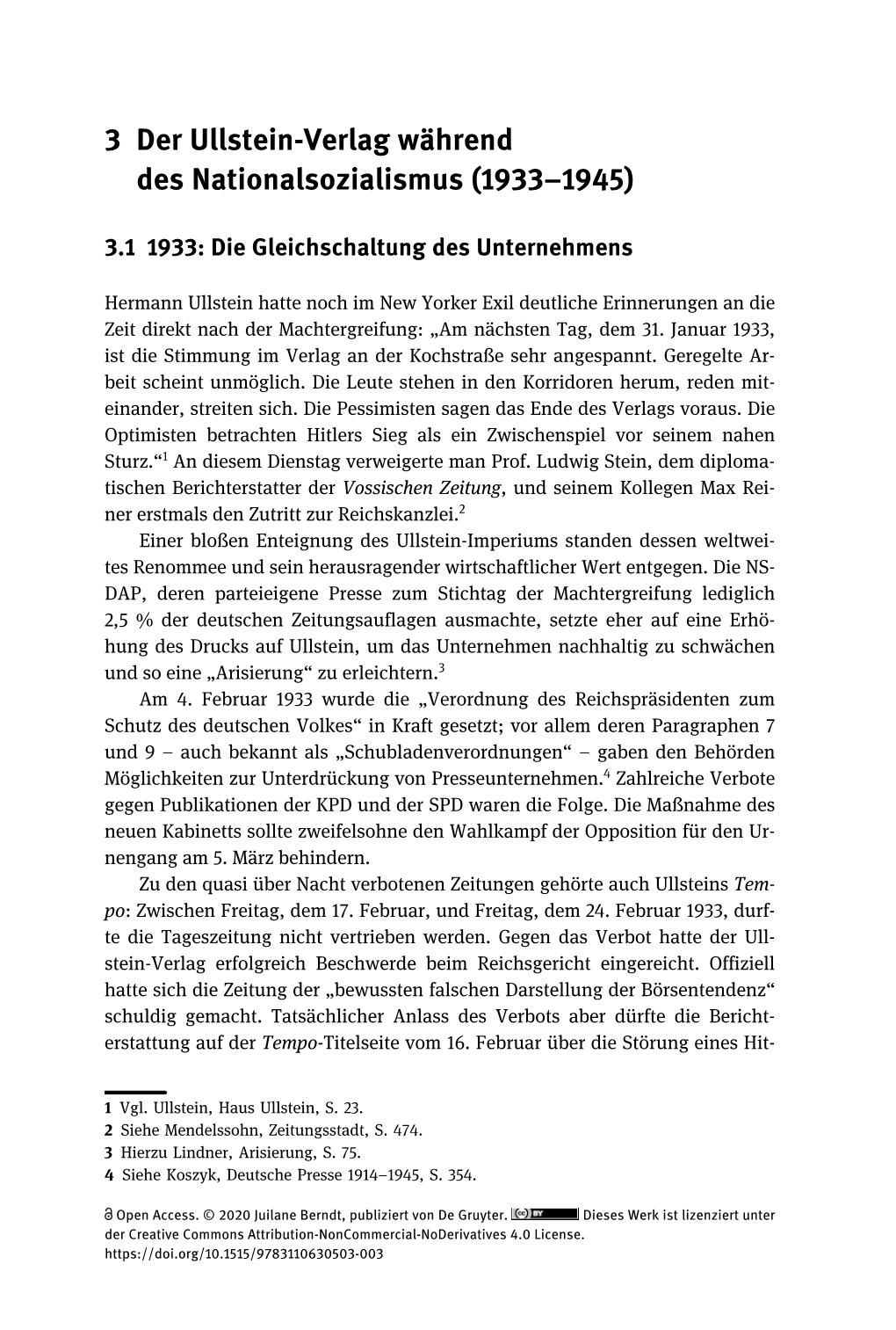 3 Der Ullstein-Verlag Während Des Nationalsozialismus (1933–1945)
