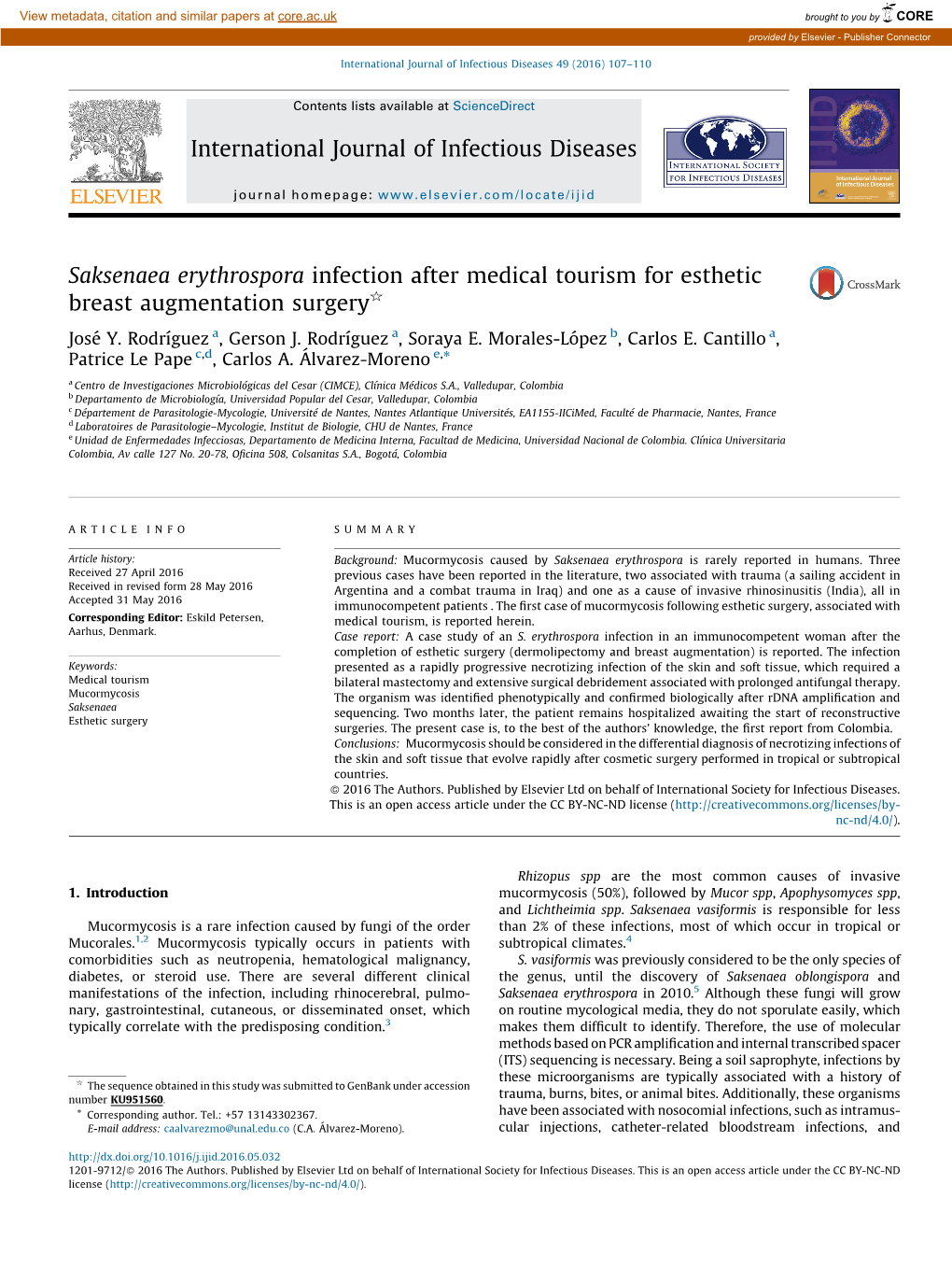 Saksenaea Erythrospora Infection After Medical Tourism for Esthetic Breast Augmentation Surgery