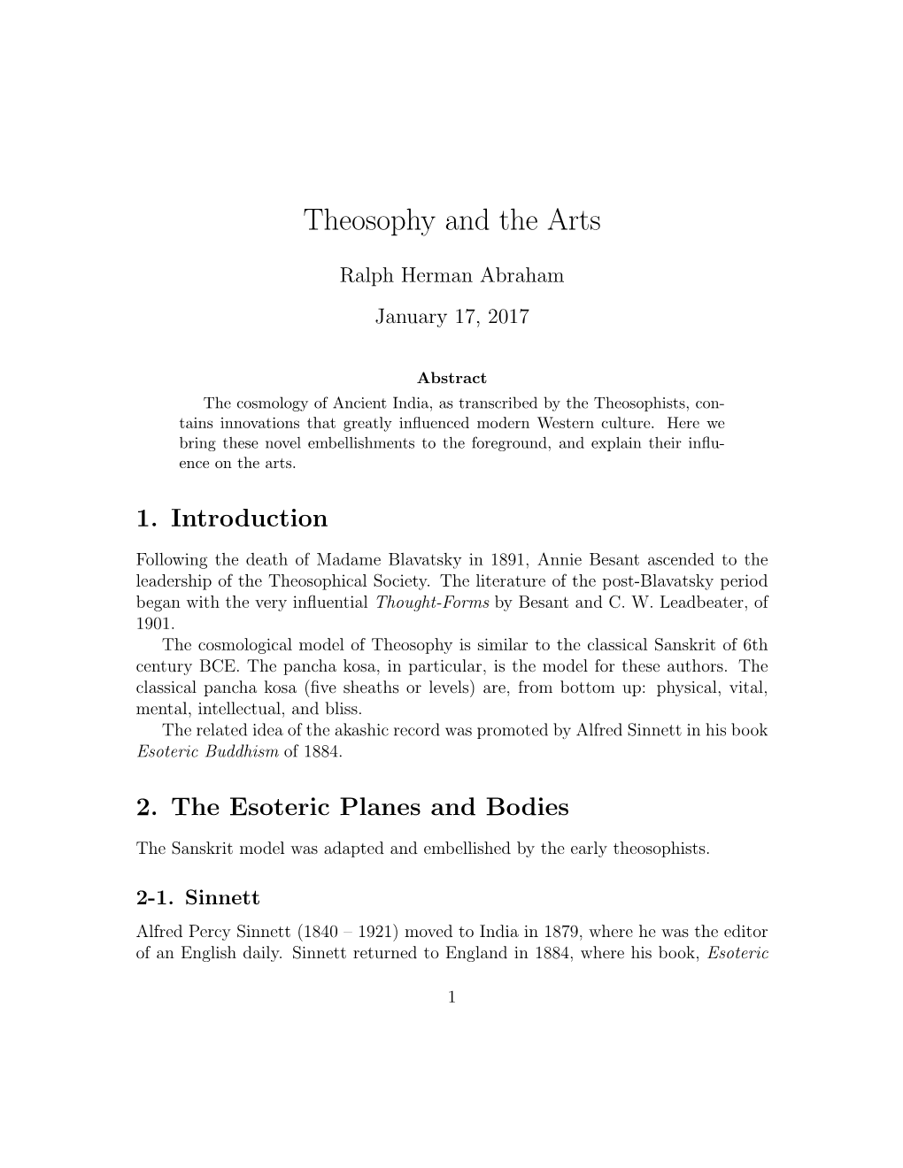 Theosophy and the Arts