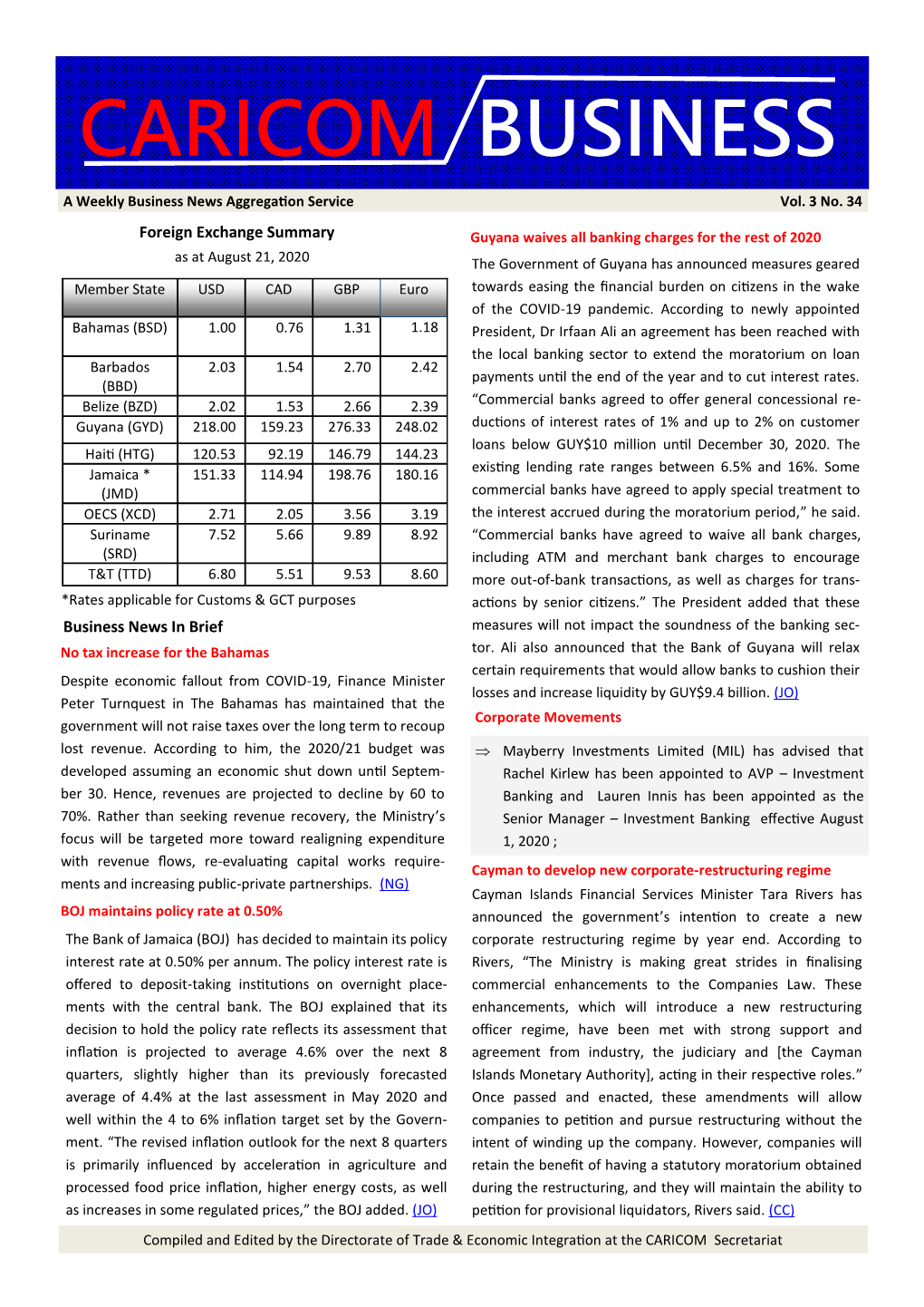 Caricom Business August 21 2020-Vol 3 No-34