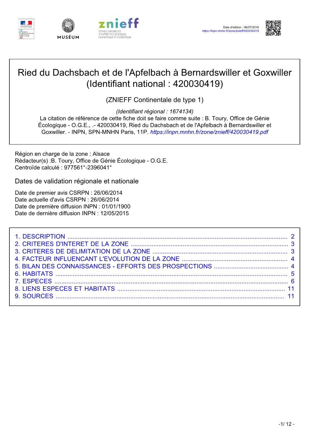 Ried Du Dachsbach Et De L'apfelbach À Bernardswiller Et Goxwiller (Identifiant National : 420030419)