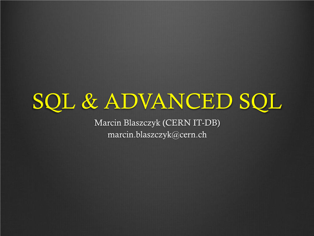 SQL & Advanced