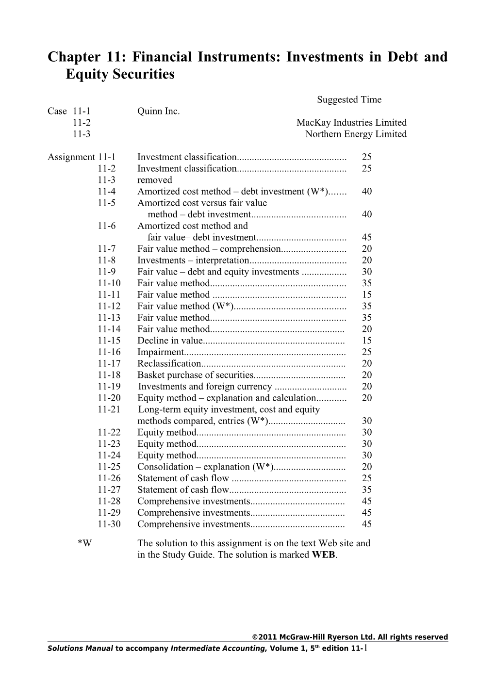 Chapter 11: Financial Instruments: Investments in Debt and Equity Securities