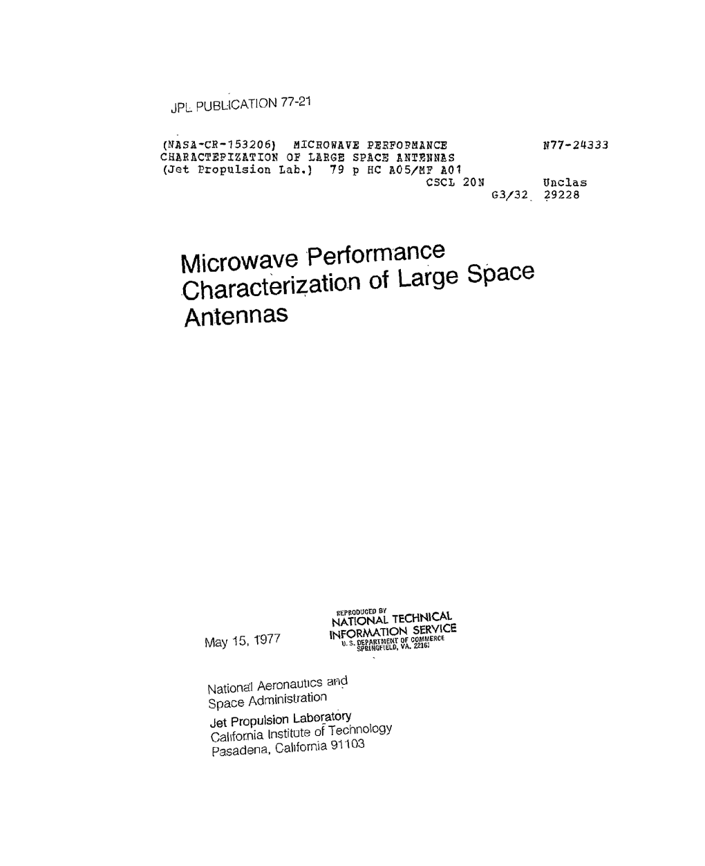 Microwave Performance Characterization of Large Space Antennas