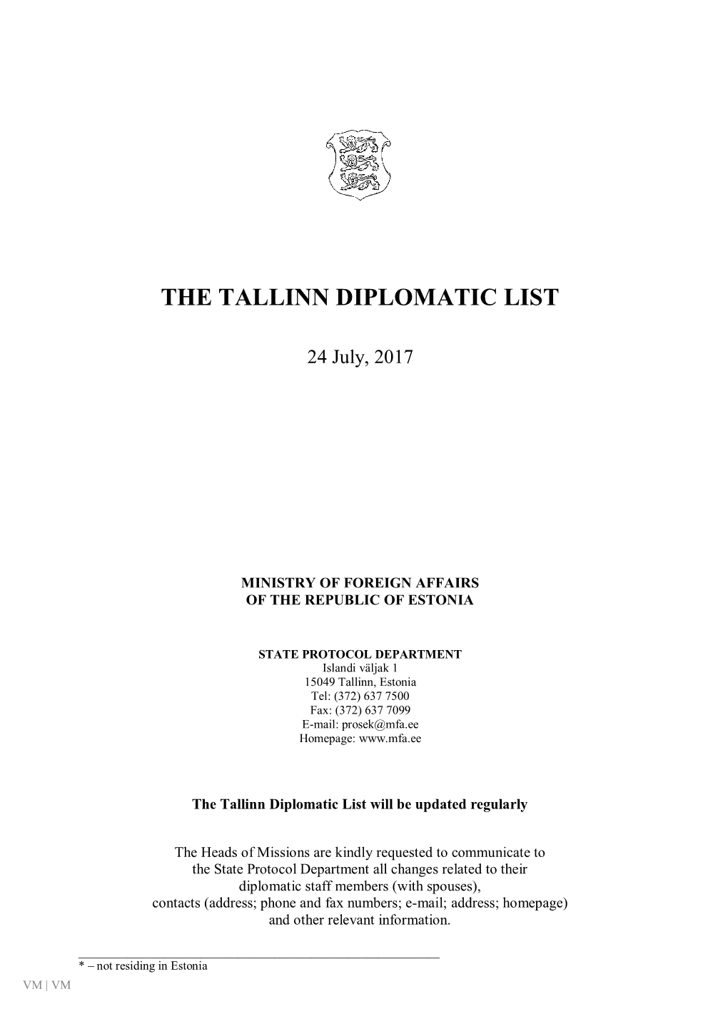 The Tallinn Diplomatic List