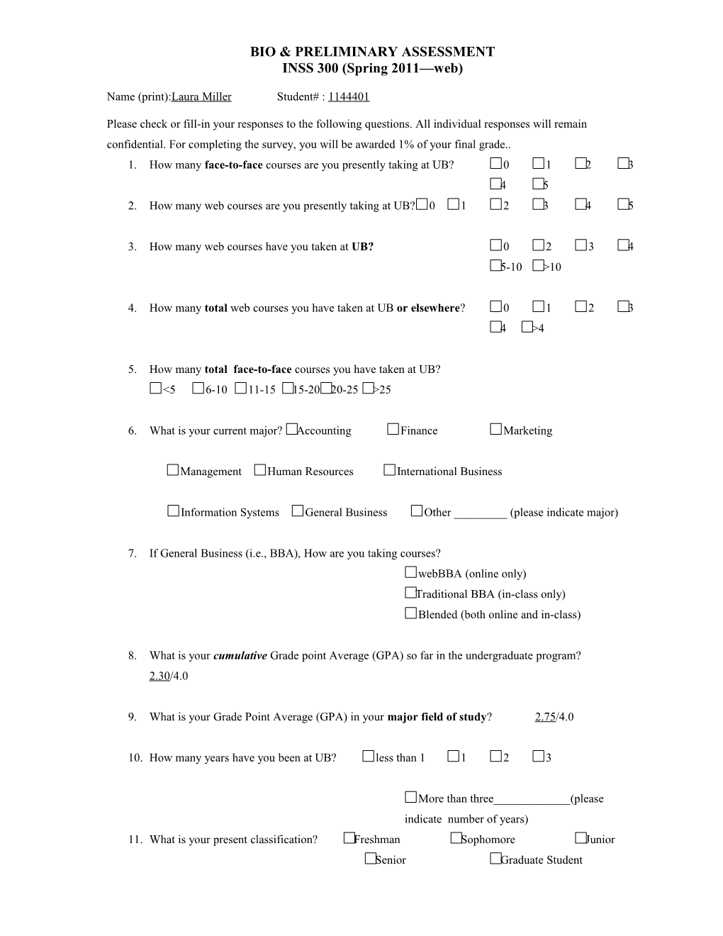 Bio & Preliminary Assessment