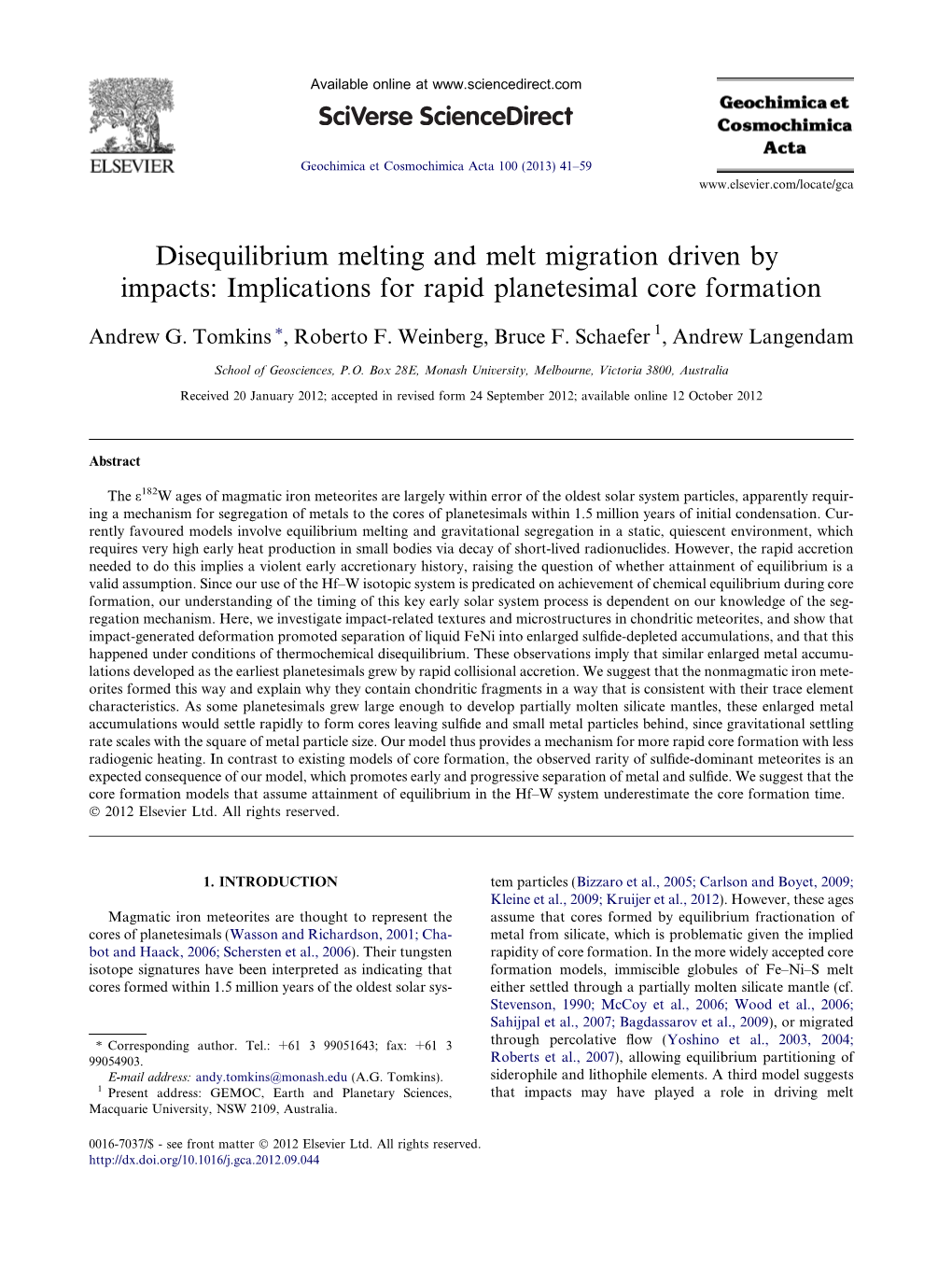 Disequilibrium Melting and Melt Migration Driven by Impacts: Implications for Rapid Planetesimal Core Formation