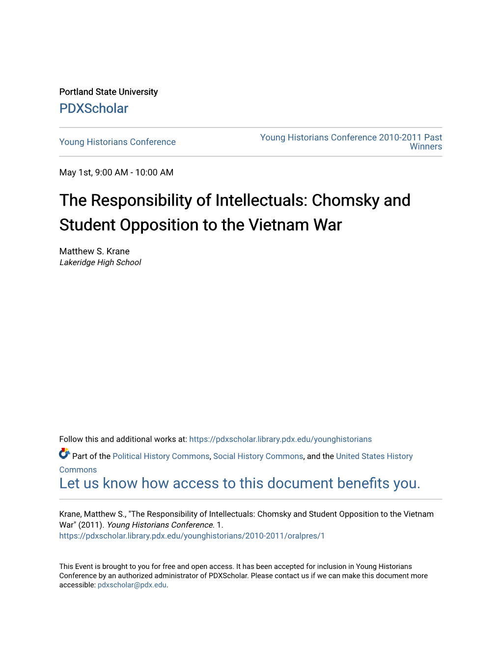 Chomsky and Student Opposition to the Vietnam War