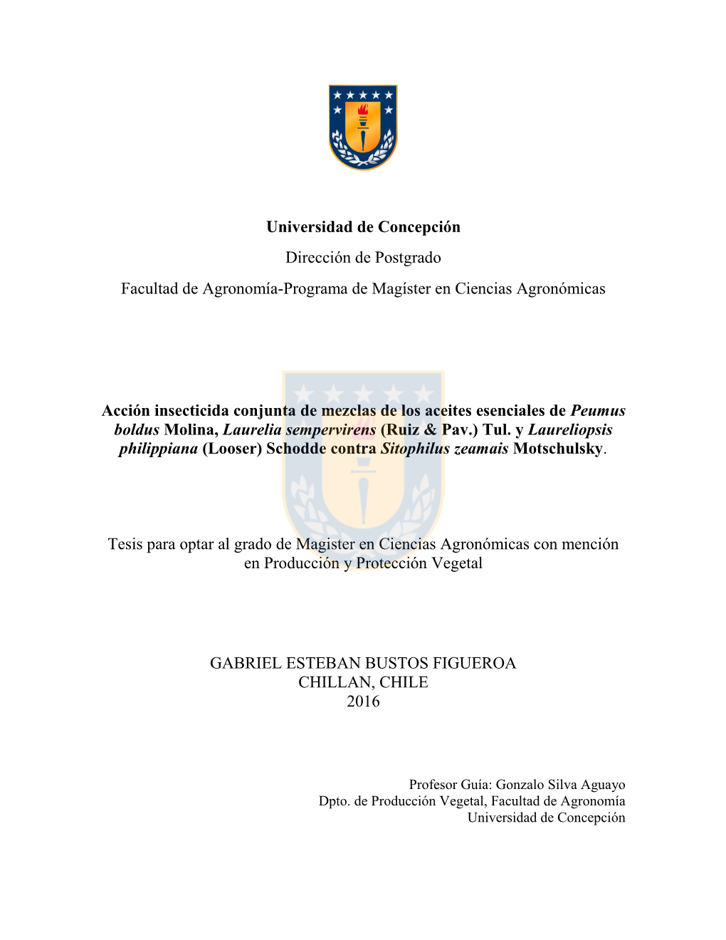 Universidad De Concepción Dirección De Postgrado Facultad De Agronomía-Programa De Magíster En Ciencias Agronómicas