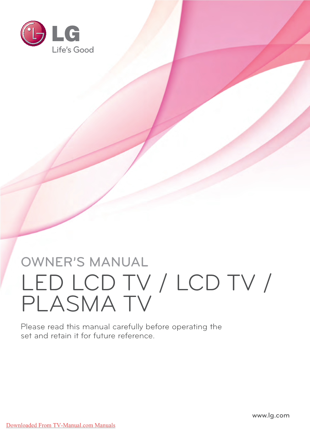 LG 60PZ750S Tv User Guide Manual Operating Instructions