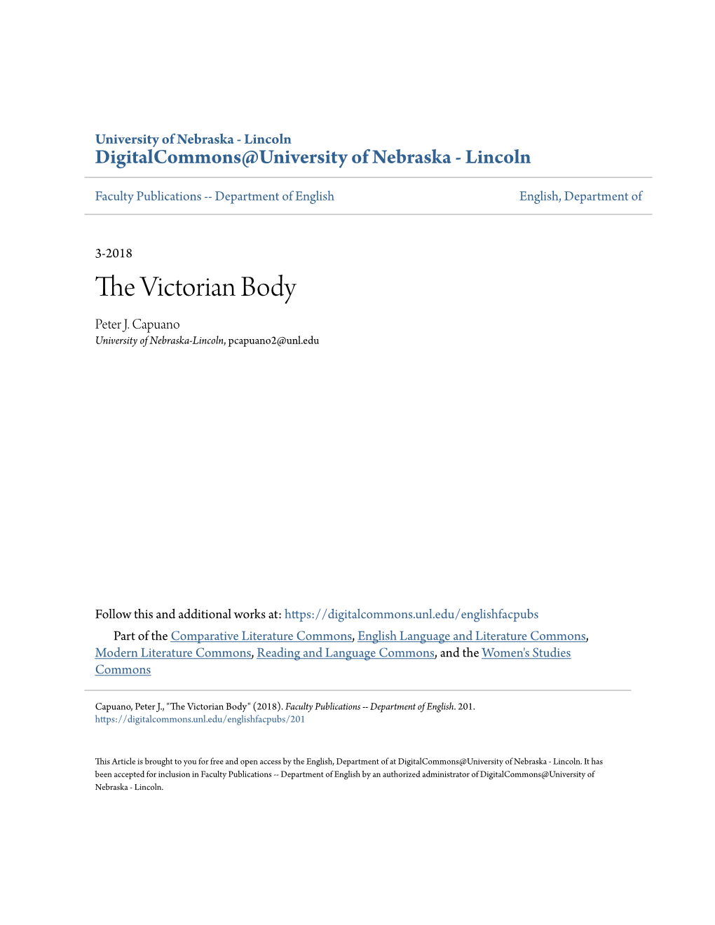 The Victorian Body