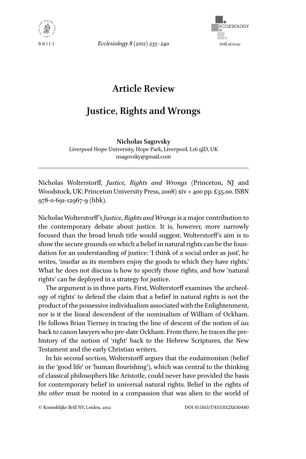 Article Review Justice, Rights and Wrongs