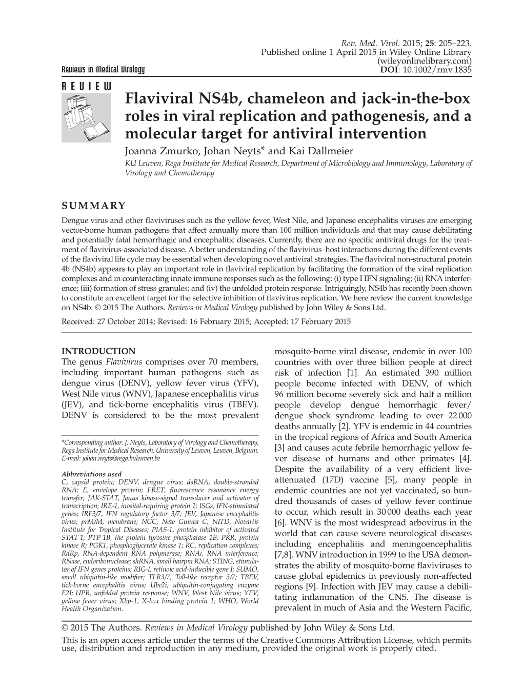 Flaviviral Ns4b, Chameleon and Jack-In-The-Box Roles in Viral