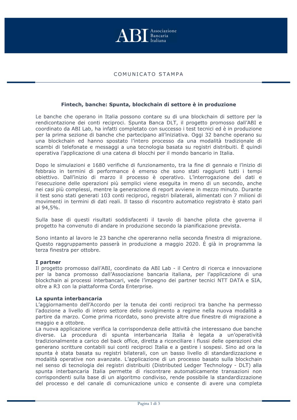 Comunicato Stampa