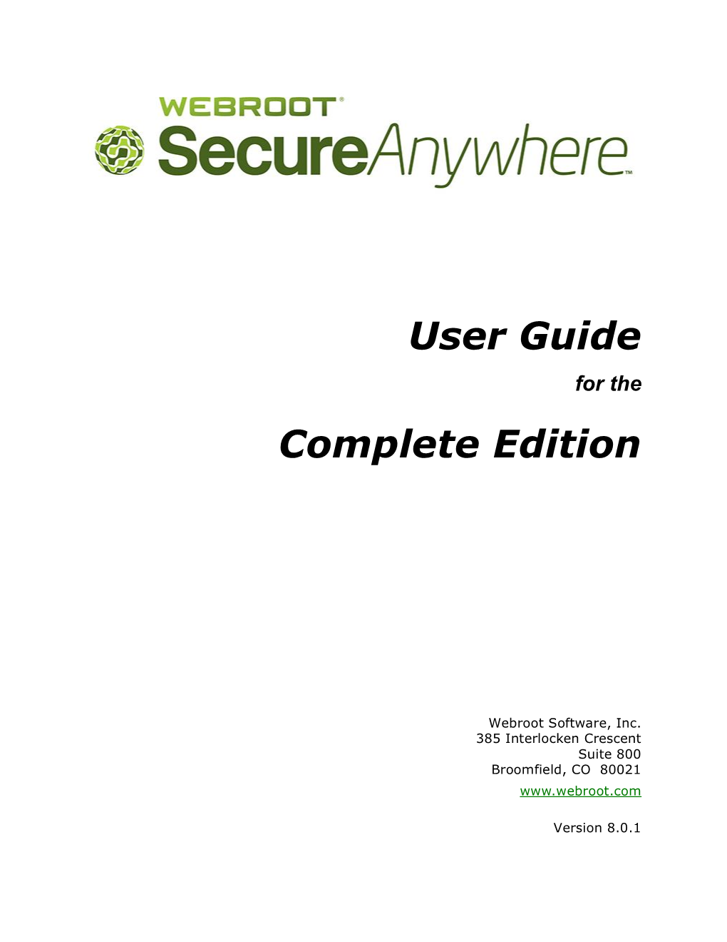Webroot Secureanywhere User Guide Complete Edition