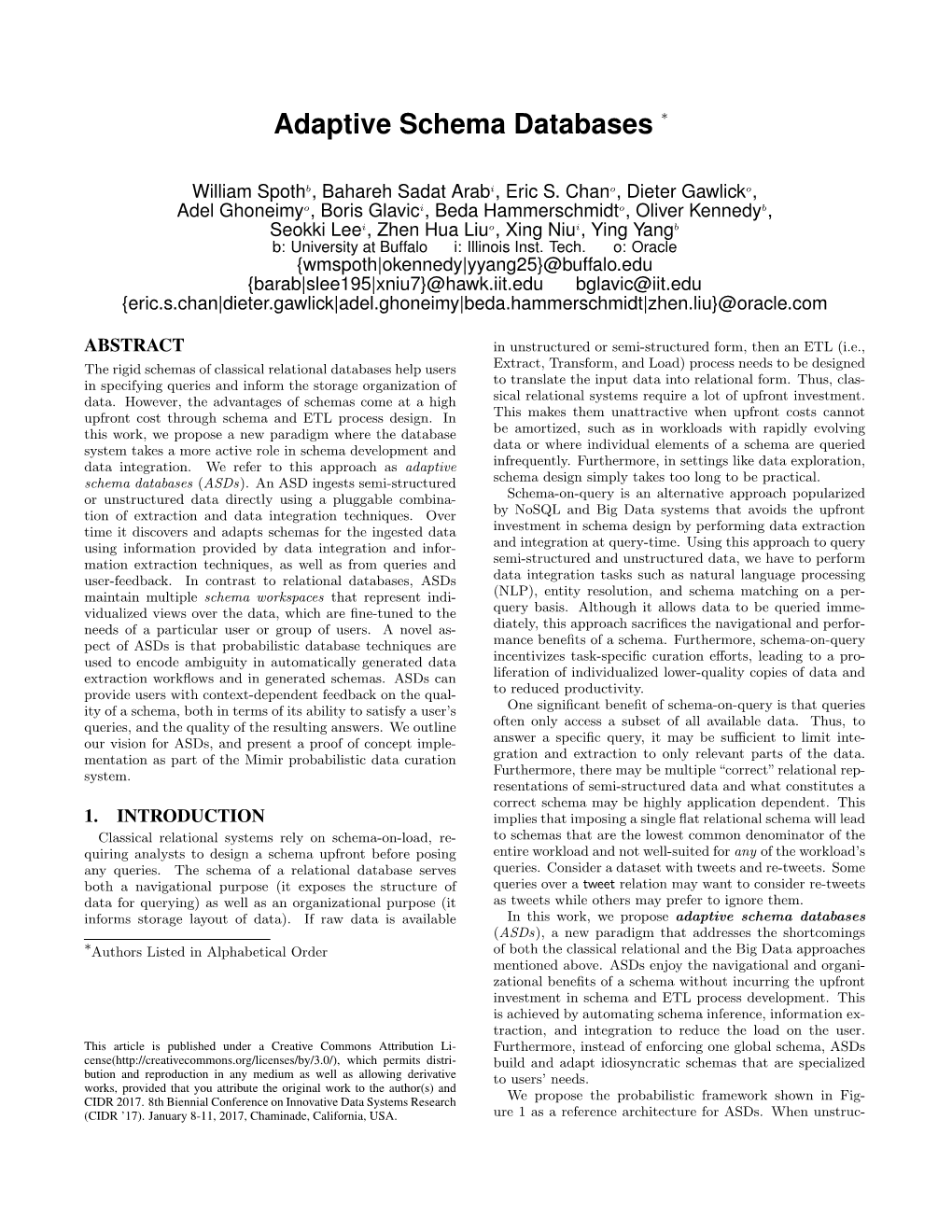 Adaptive Schema Databases ∗