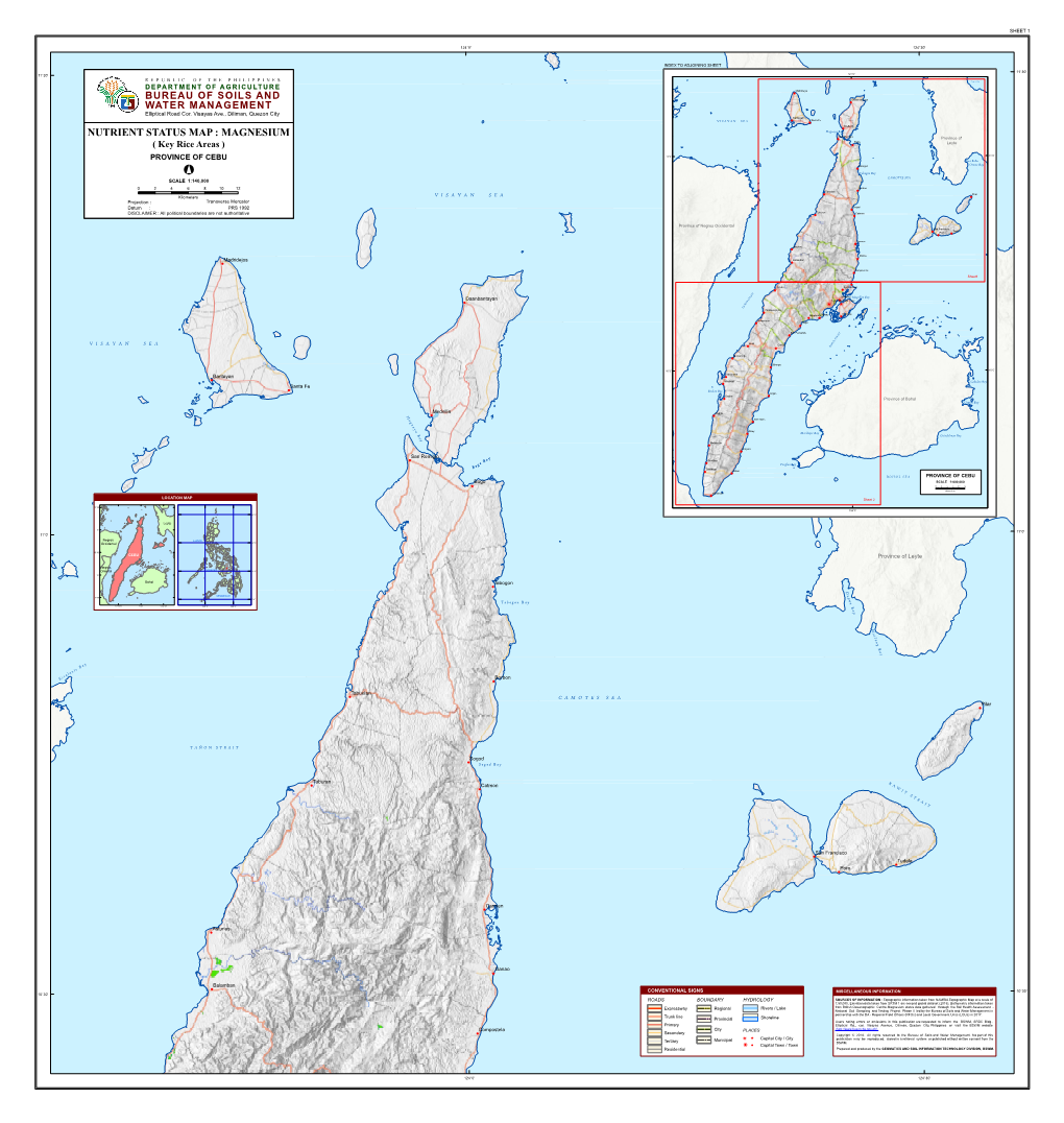 NUTRIENT STATUS MAP : MAGNESIUM ! Province of ( Key Rice Areas ) ^Bogo Leyte