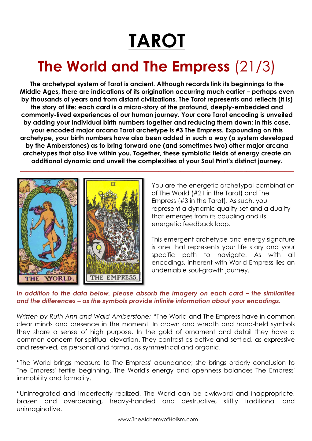 TAROT the World and the Empress