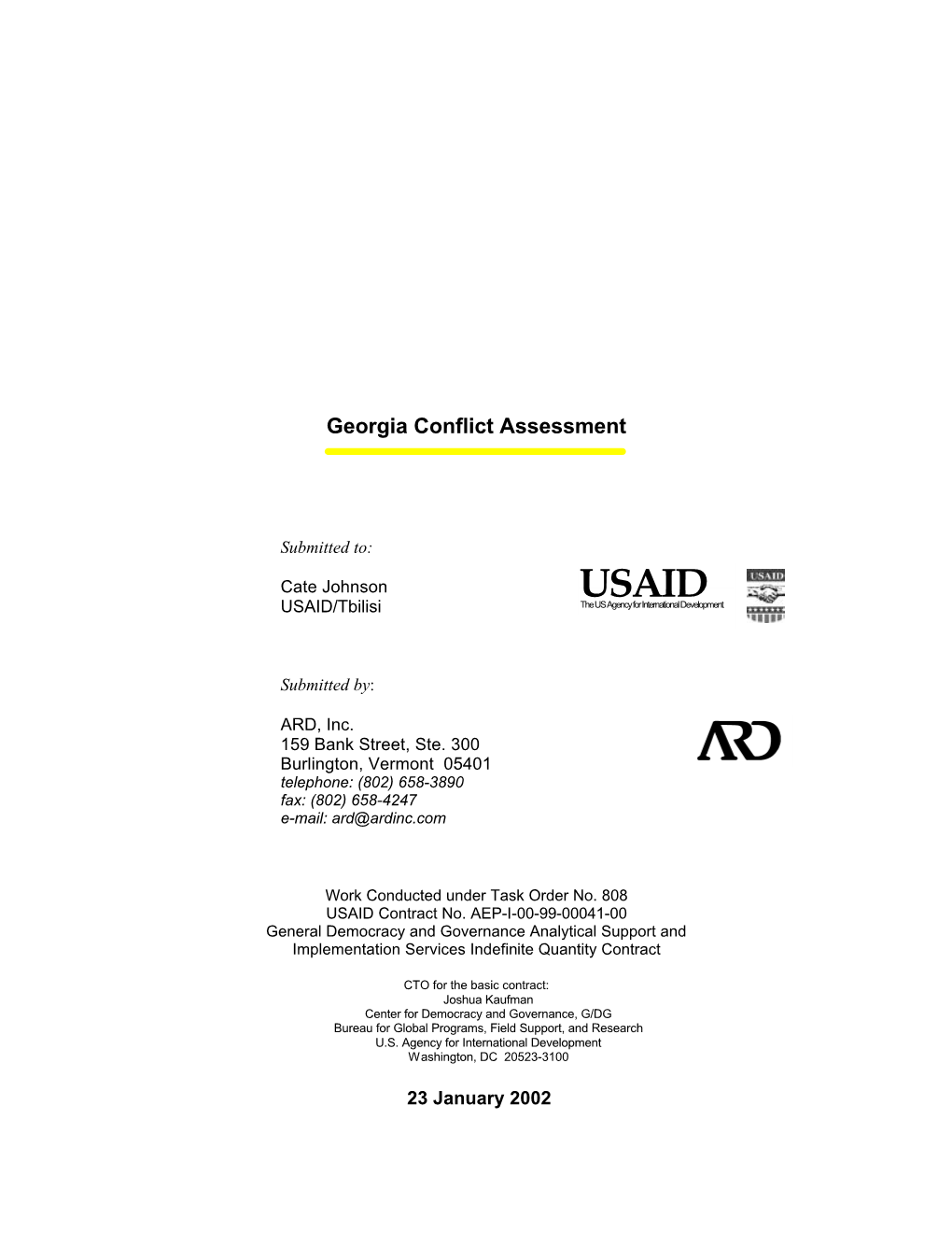 Georgia Conflict Assessment Final Report