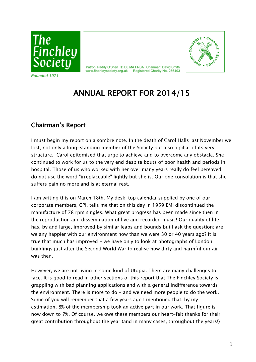 Annual Report for 2014/15