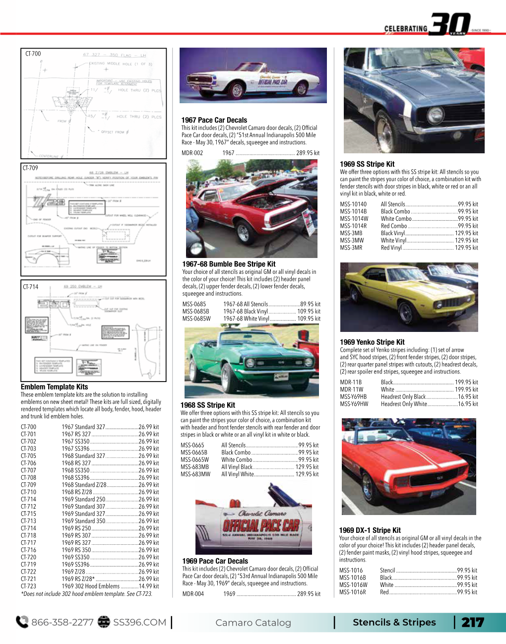 Stencils & Stripes Camaro Catalog 866-358-2277 SS396.COM 6.COM