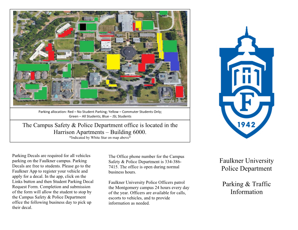 Faulkner University Police Department Parking & Traffic Information