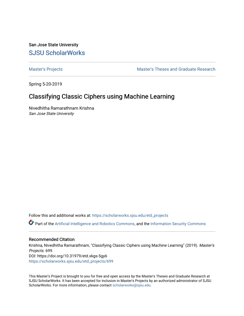 Classifying Classic Ciphers Using Machine Learning