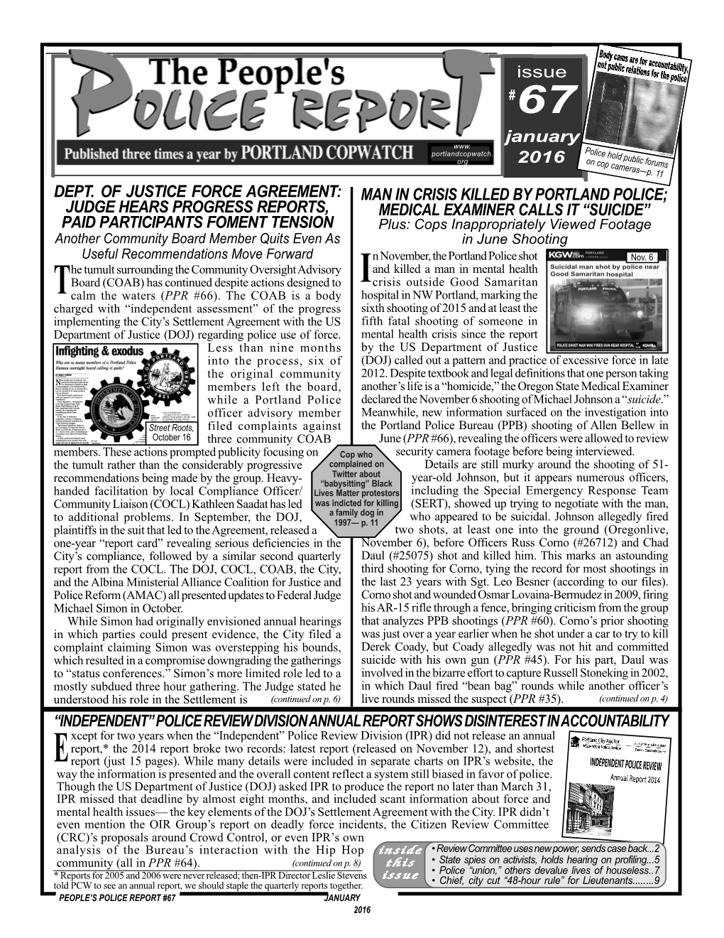 Issue January 2016 DEPT. of JUSTICE FORCE