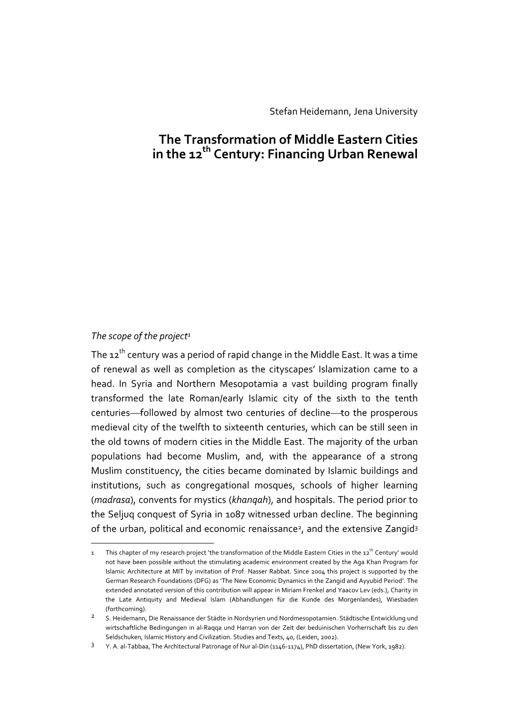 The Transformation of Middle Eastern Cities in the 12 Century