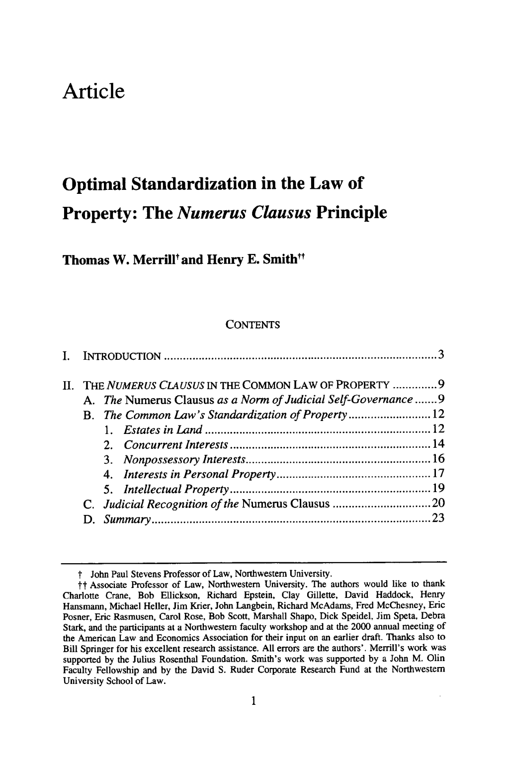 Optimal Standardization in the Law of Property: the Numerus Clausus Principle