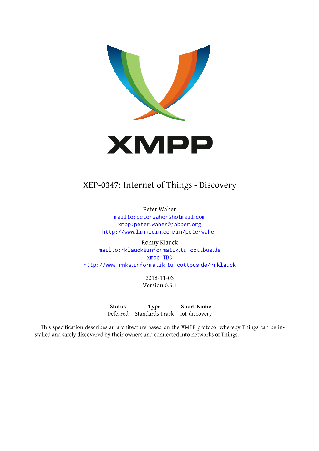 XEP-0347: Internet of Things - Discovery