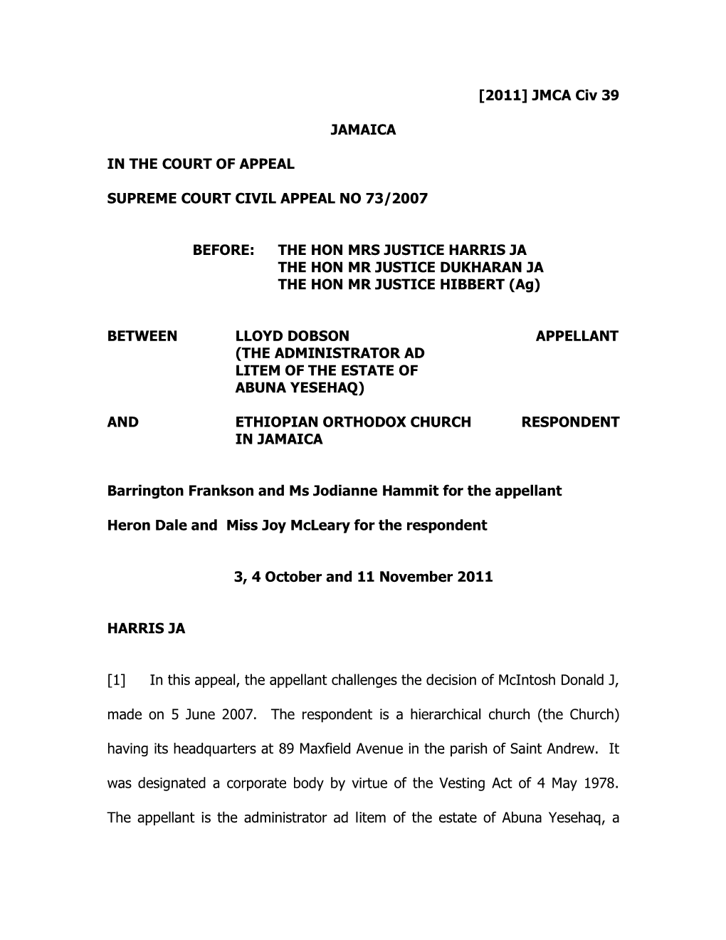 Dobson (Lloyd) V Ethiopian Orthodox Church.Pdf