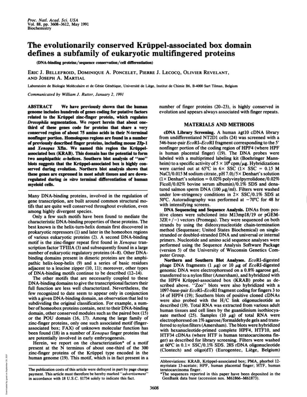 The Evolutionarily Conserved Kruppel-Associated Box Domain