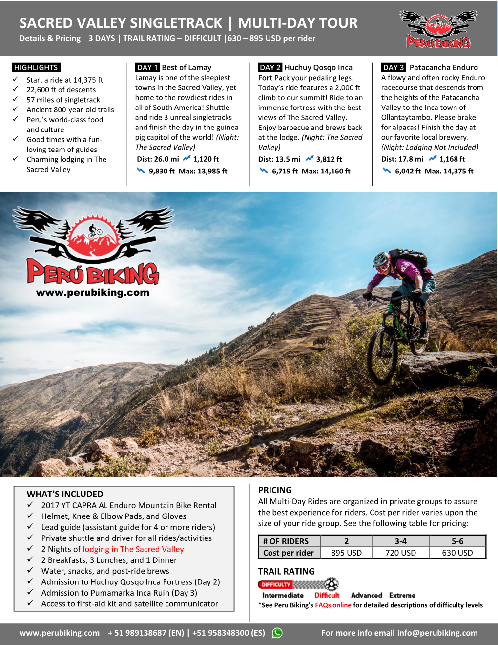 SACRED VALLEY SINGLETRACK | MULTI-DAY TOUR Details & Pricing 3 DAYS | TRAIL RATING – DIFFICULT |630 – 895 USD Per Rider